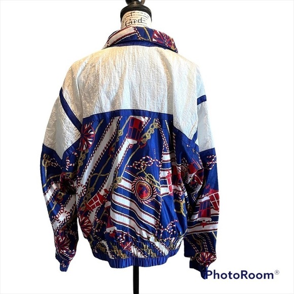LAVON Windbreaker Jacket Vintage Nautical Size XLarge American theme Coastal - Picture 4 of 12